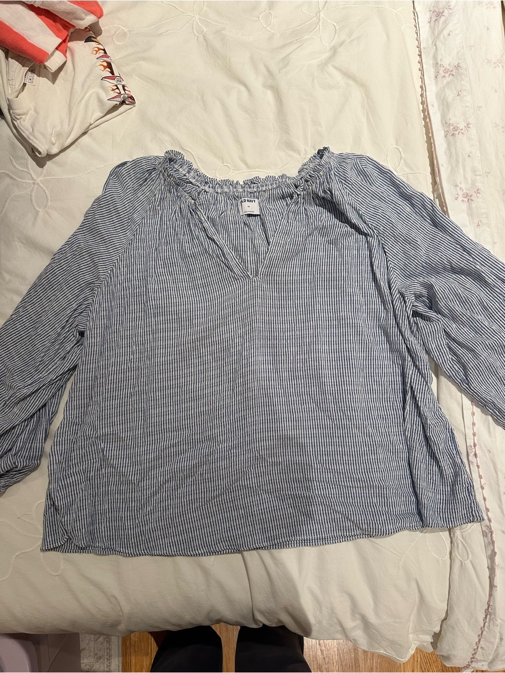 Old Navy Lightweight Blue Stripe Women's Peasant Blouse